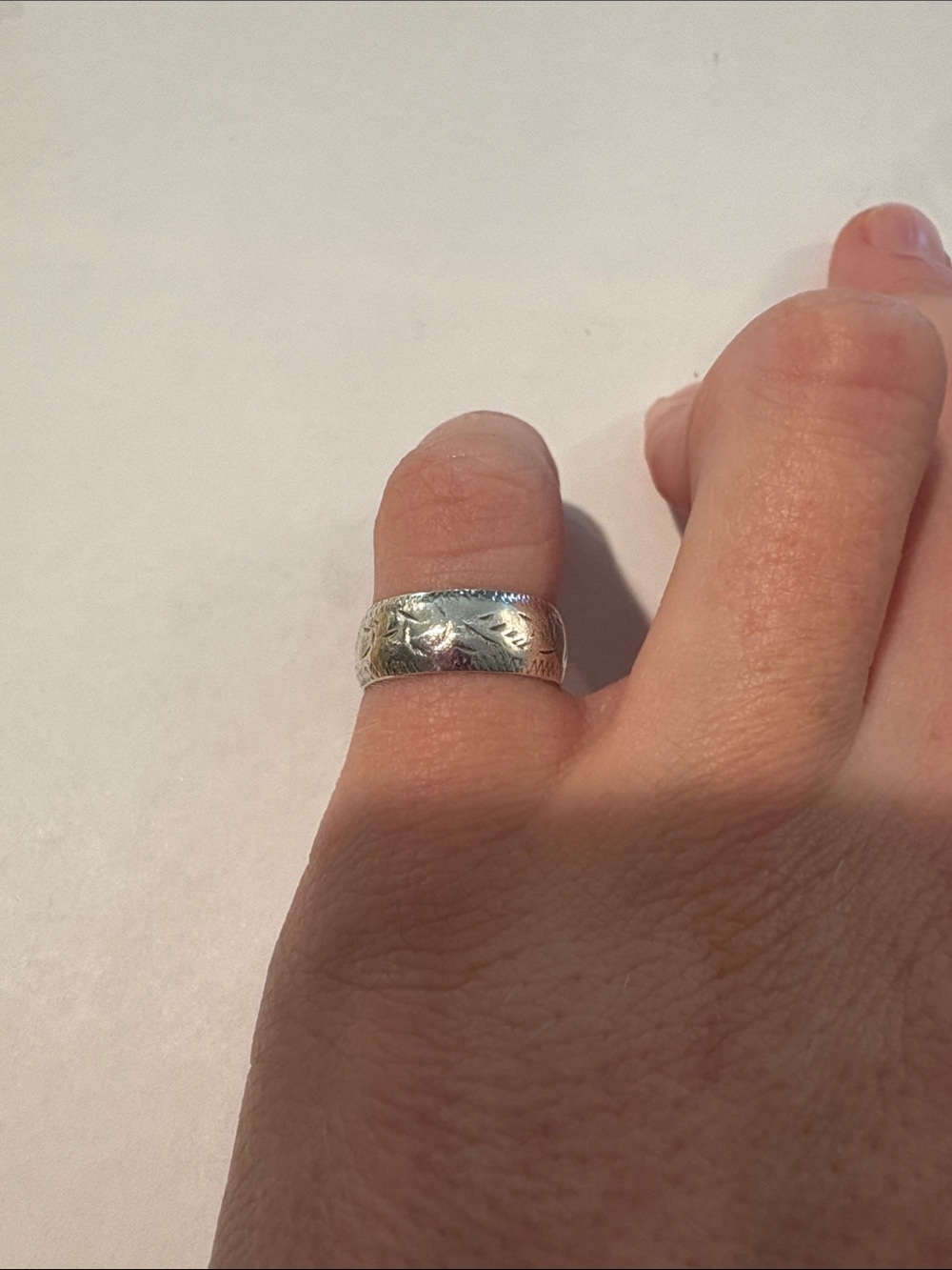 Engraved vintage Sterling Band Ring - Silver
